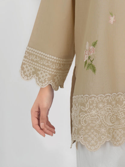 Cambric Kurti- Embroidered (Pret)