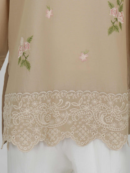 Cambric Kurti- Embroidered (Pret)