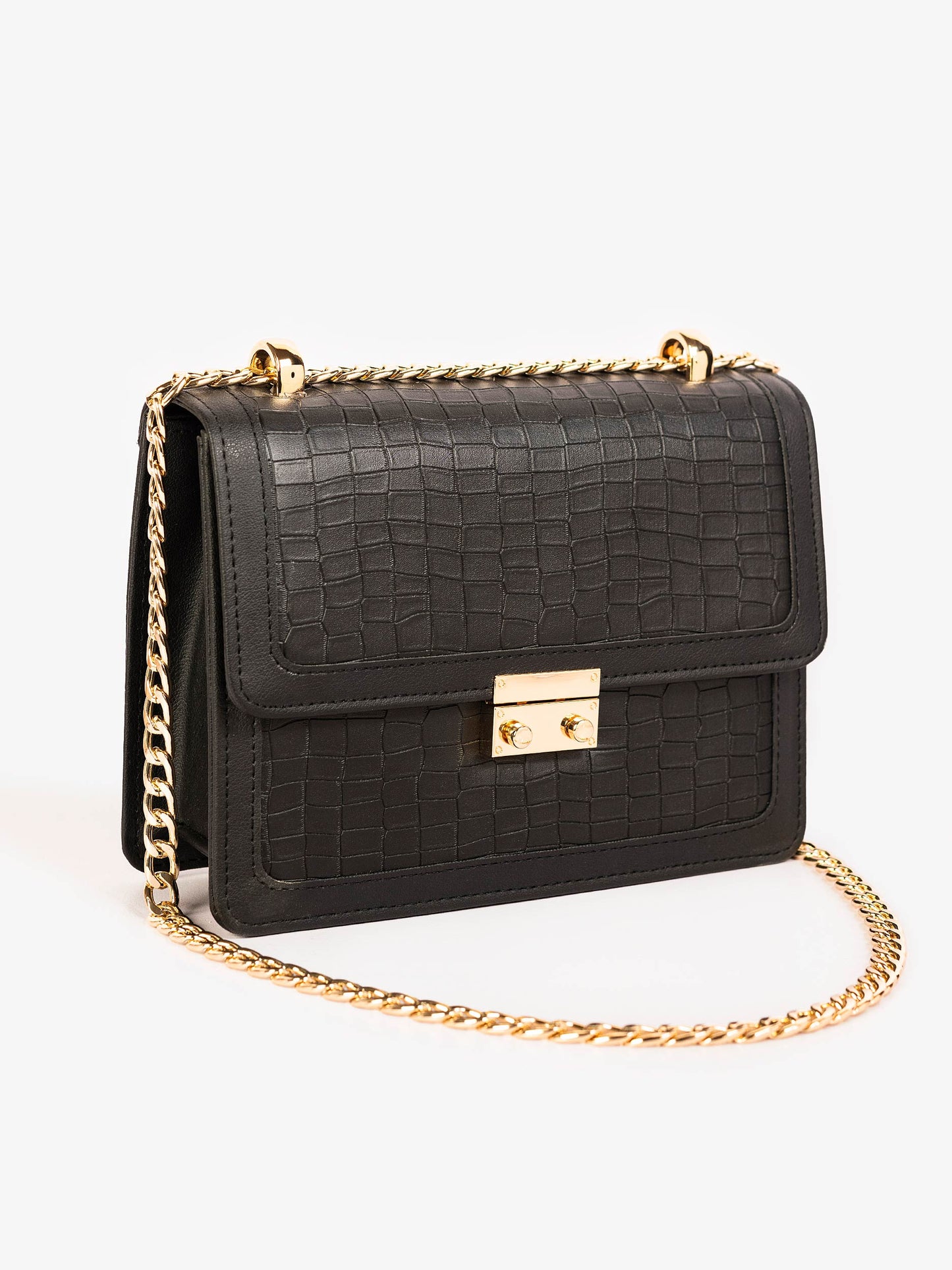 Textured Baguette Handbag