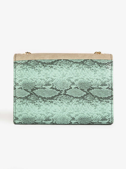 Snake Textured Flap Handbag
