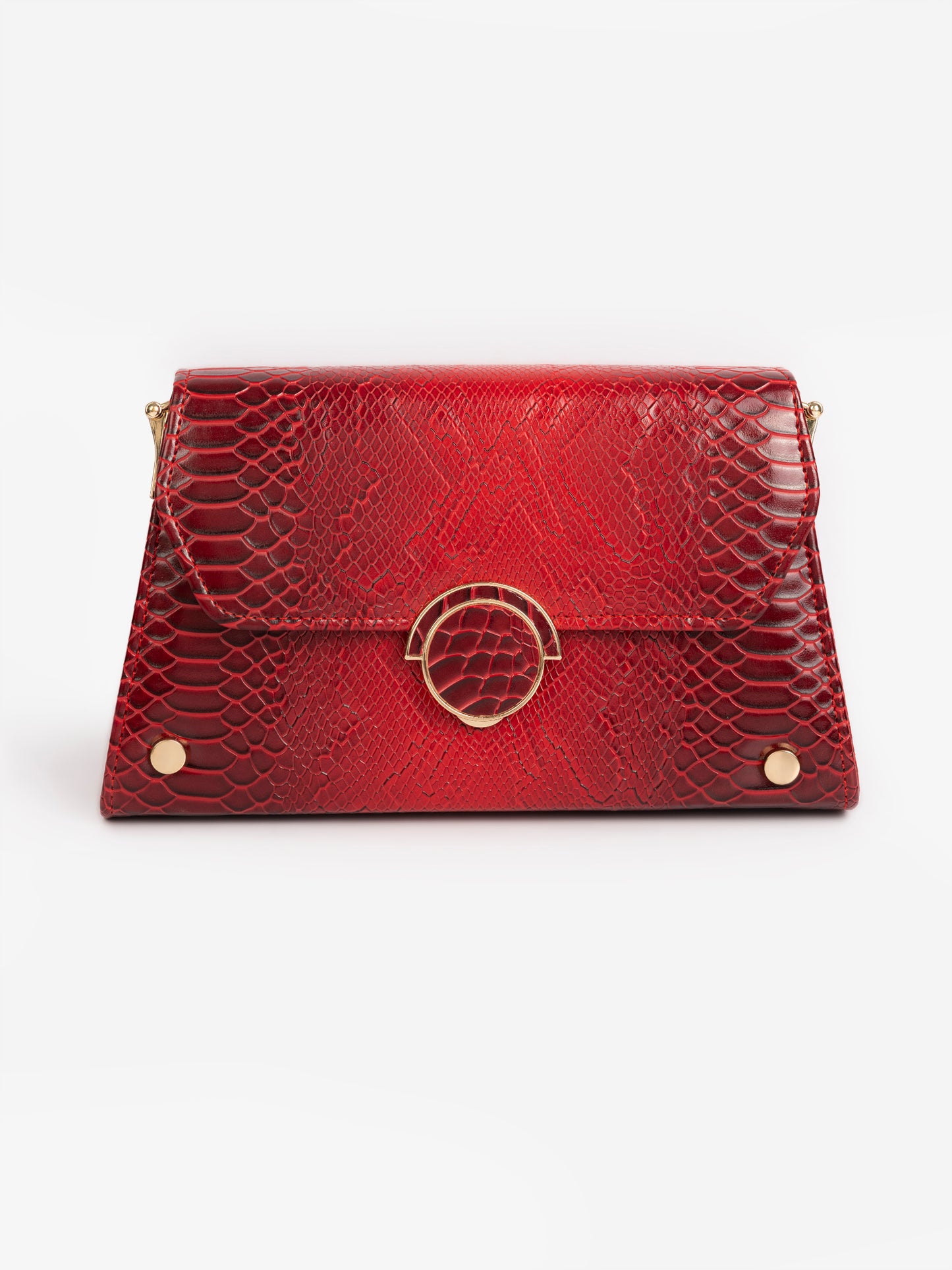 Snake Textured Baguette Handbag