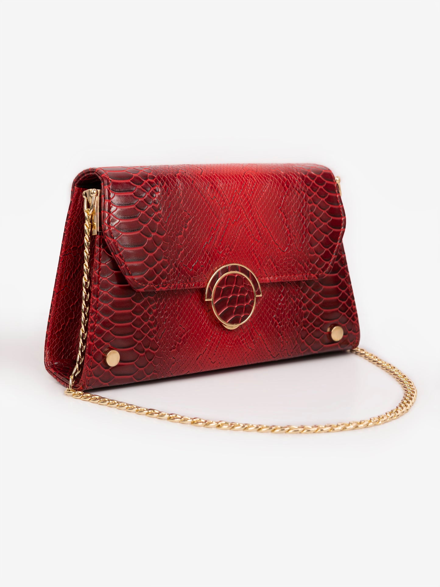 Snake Textured Baguette Handbag
