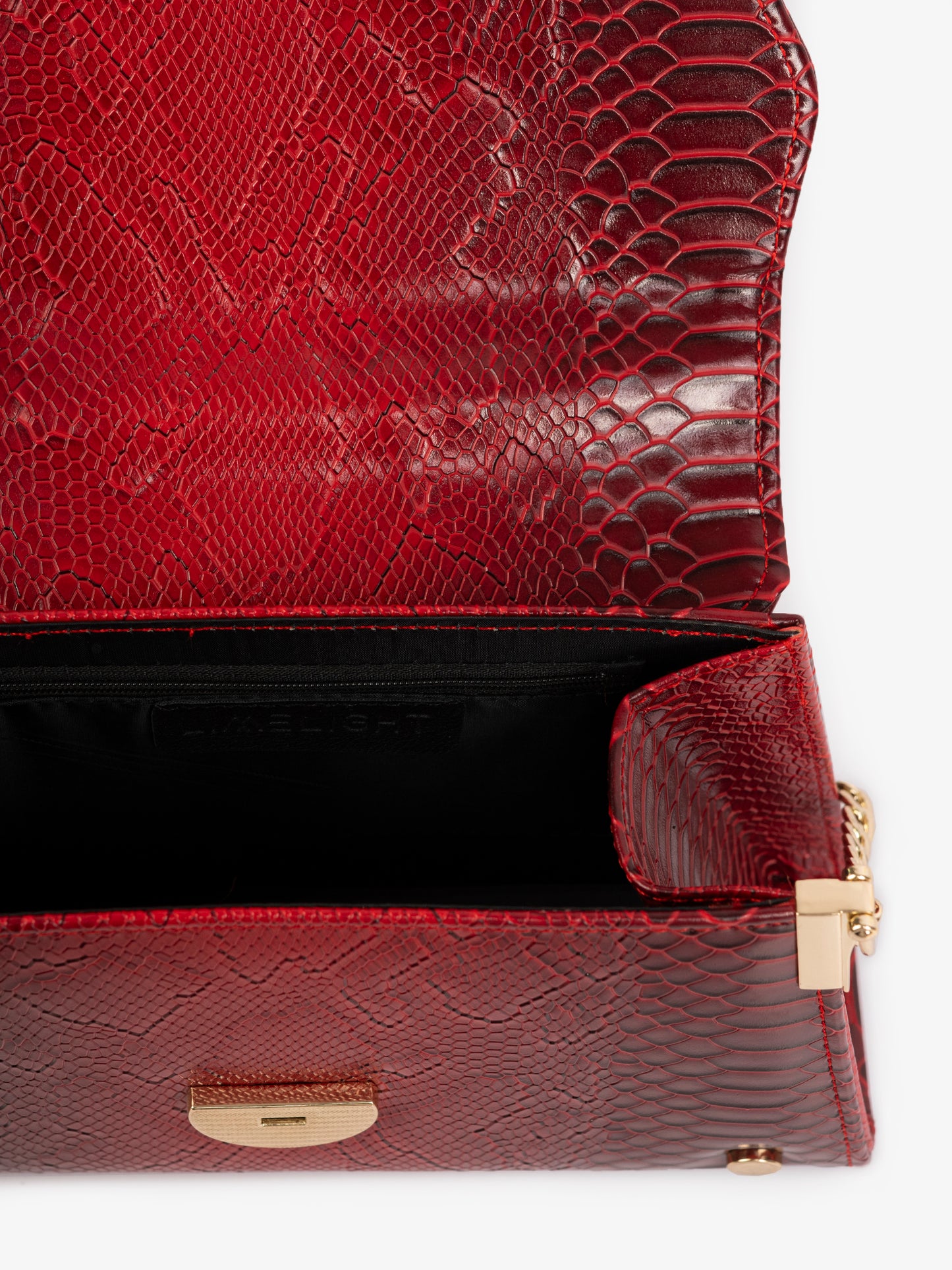 Snake Textured Baguette Handbag