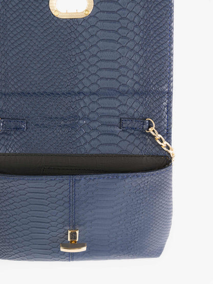 Snake Textured Flap Handbag