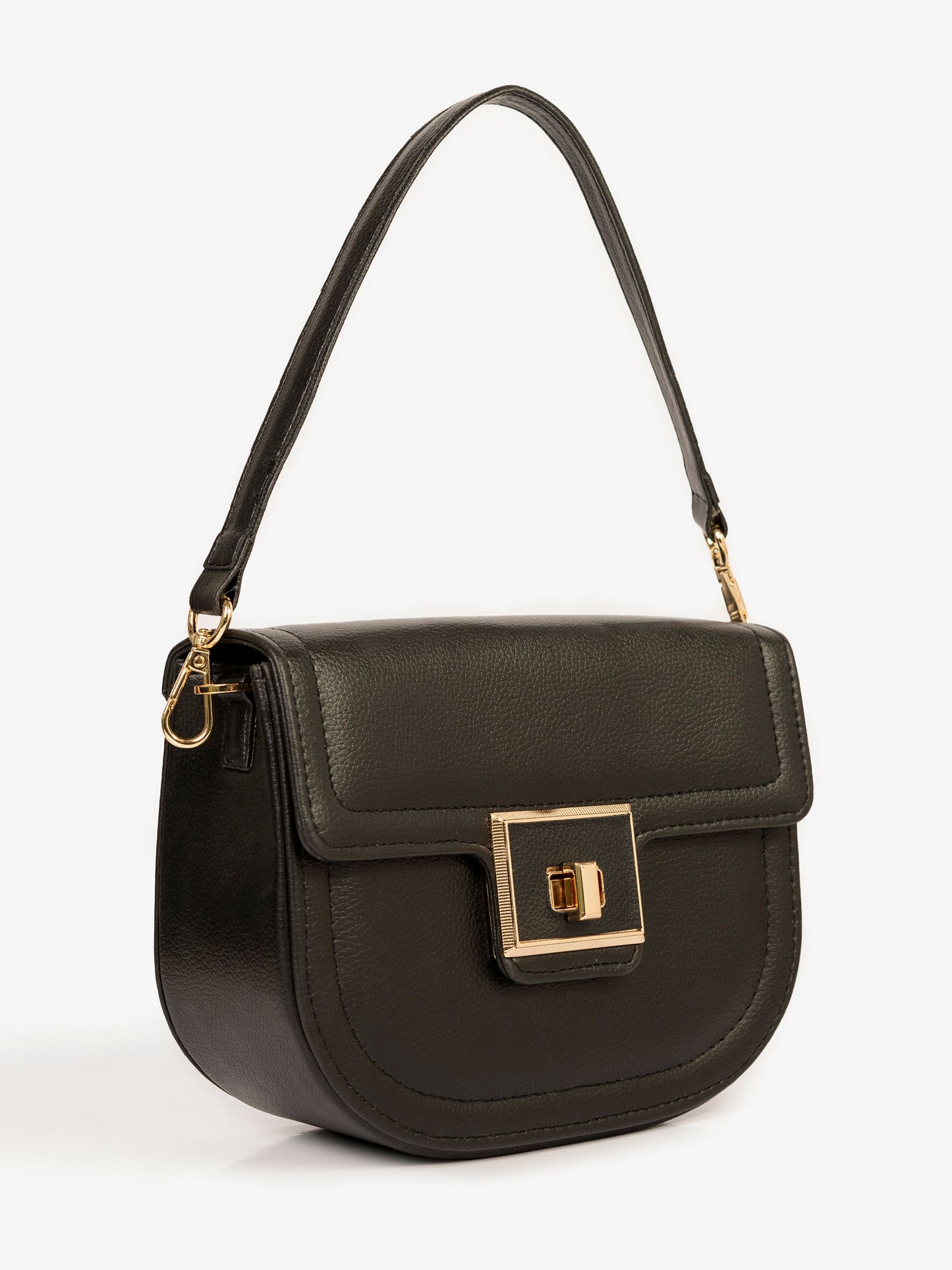 Curved Flap Handbag