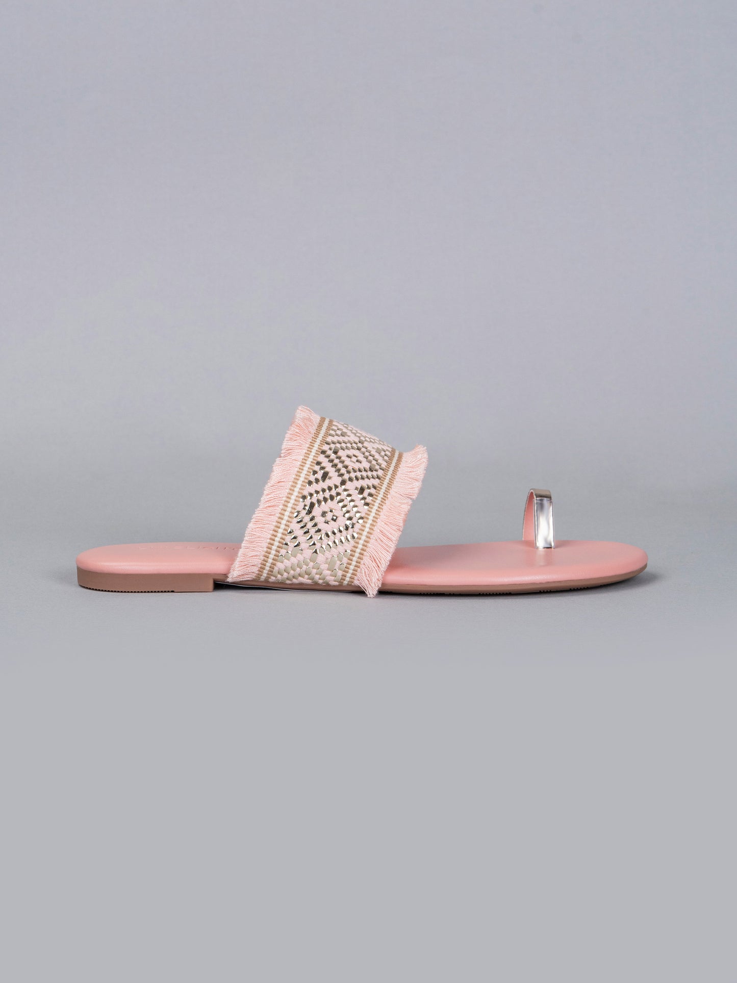 Blush Fringe Slides