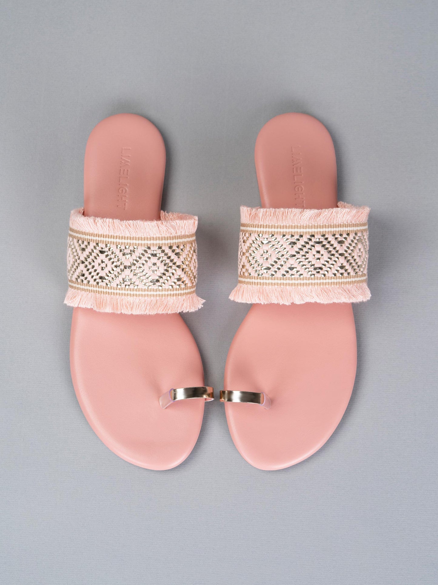 Blush Fringe Slides