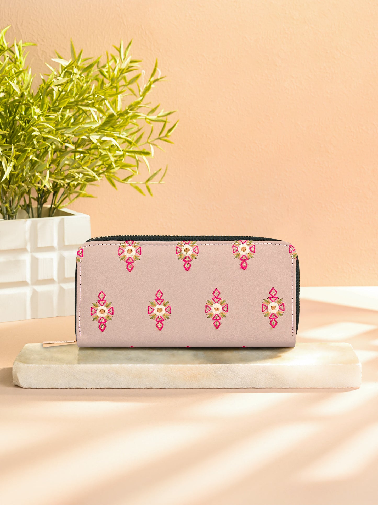 Floral Embroidered Wallet