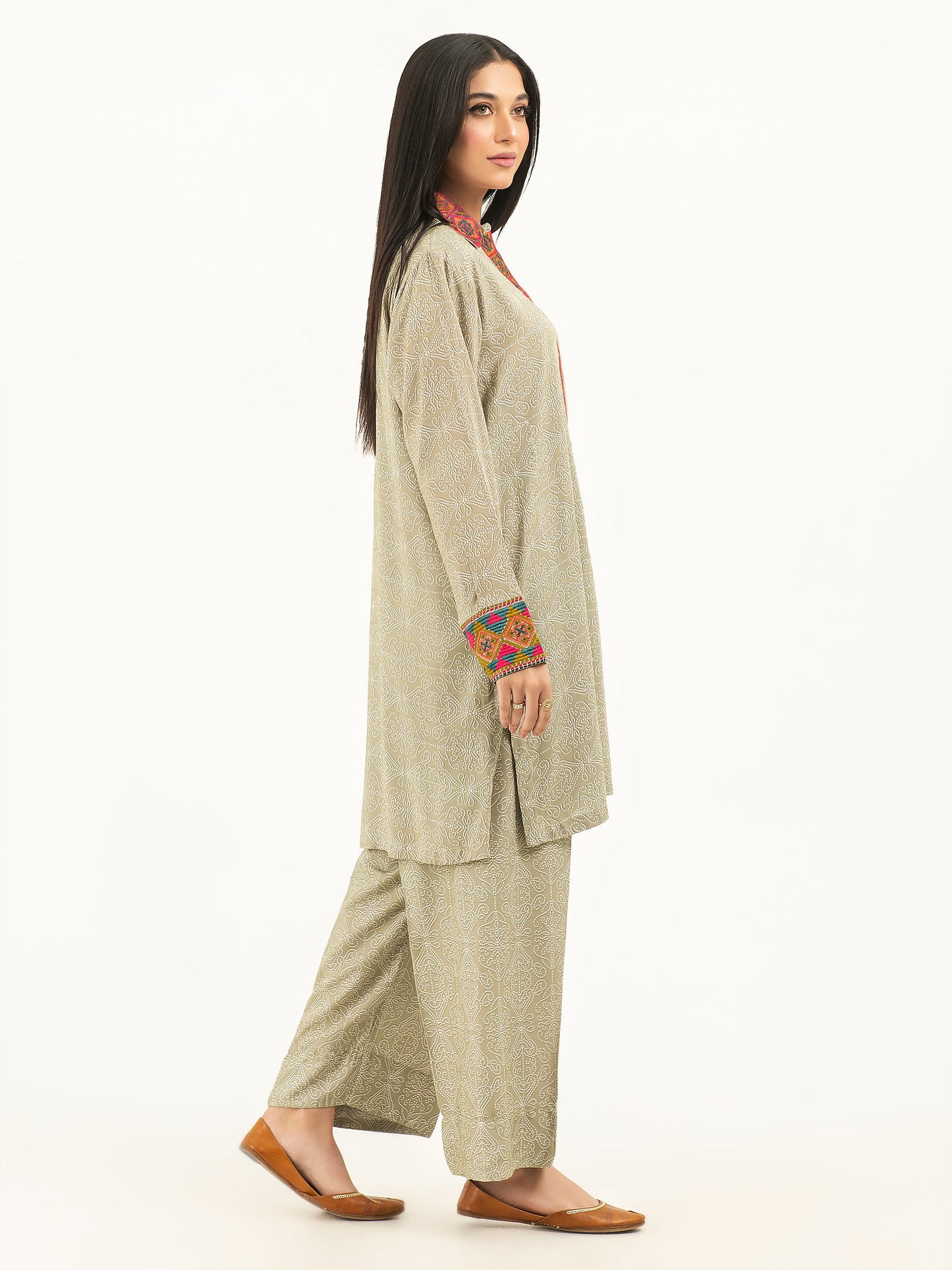 2 Piece Linen Suit-Embroidered (Pret)