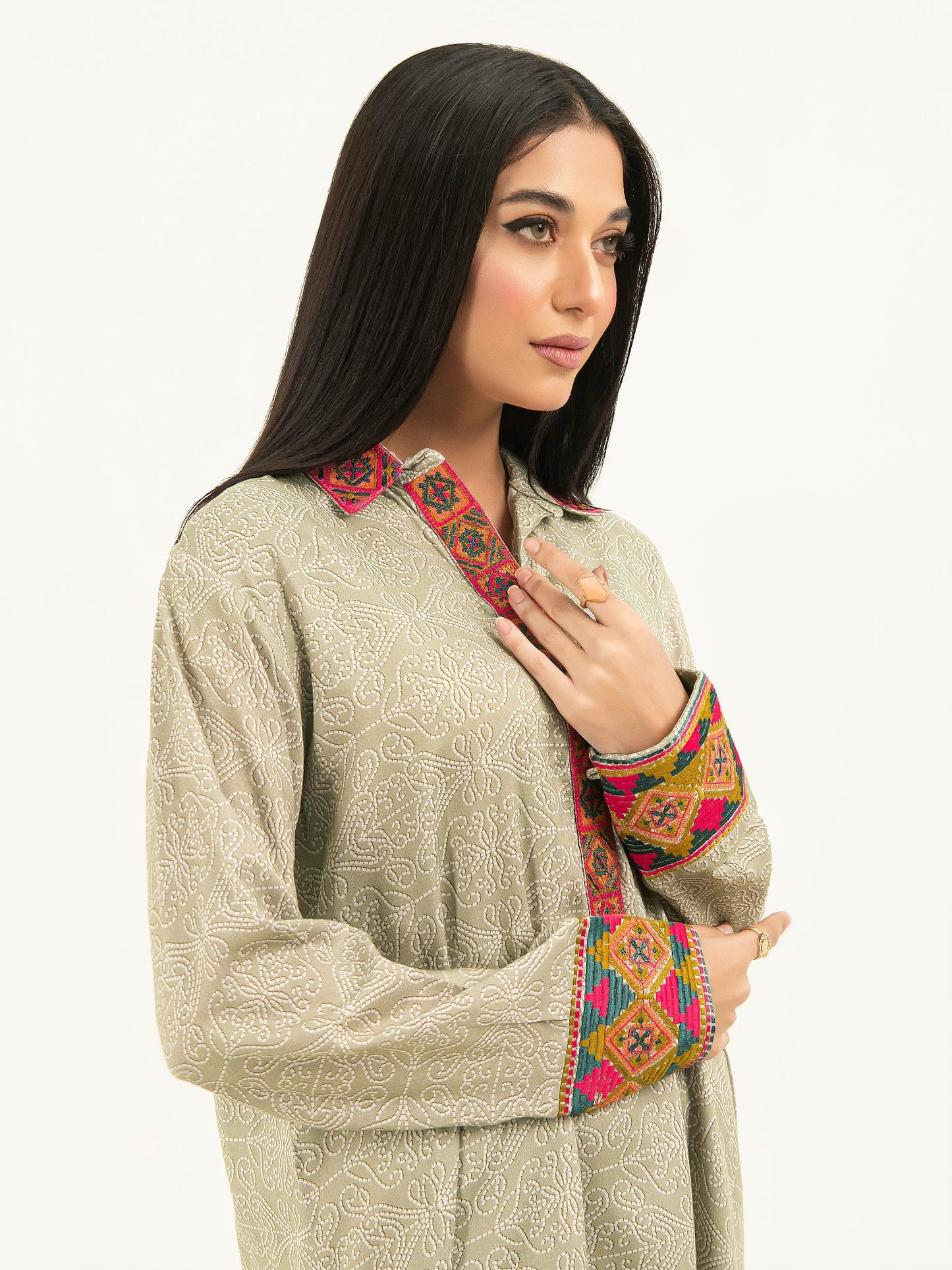 2 Piece Linen Suit-Embroidered (Pret)