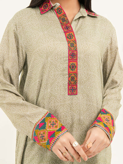 2 Piece Linen Suit-Embroidered (Pret)