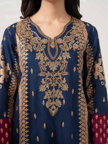 3 Piece Cambric Suit-Embellished (Pret)