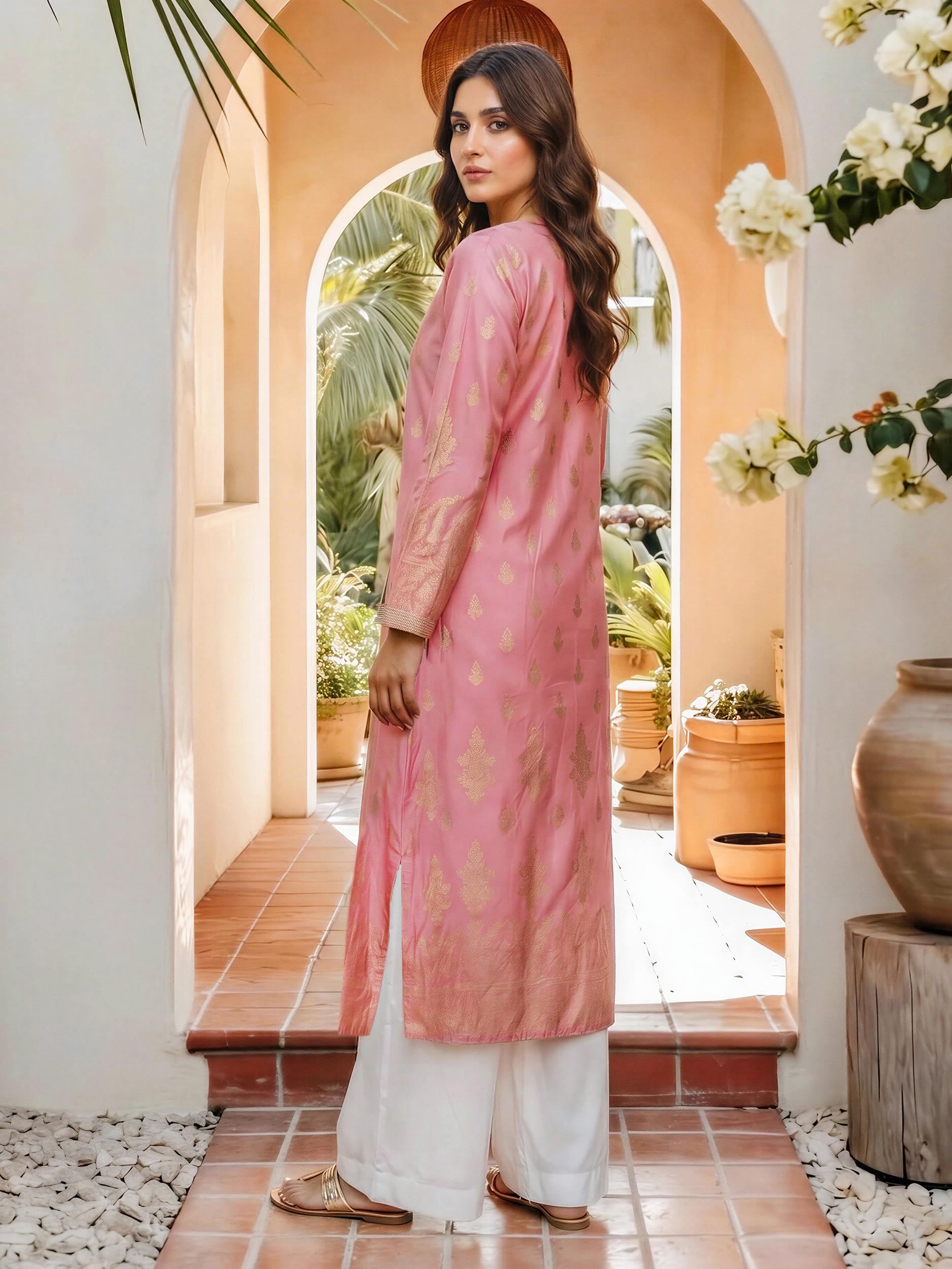 Lawn Angrakha- Embroidered (Pret)