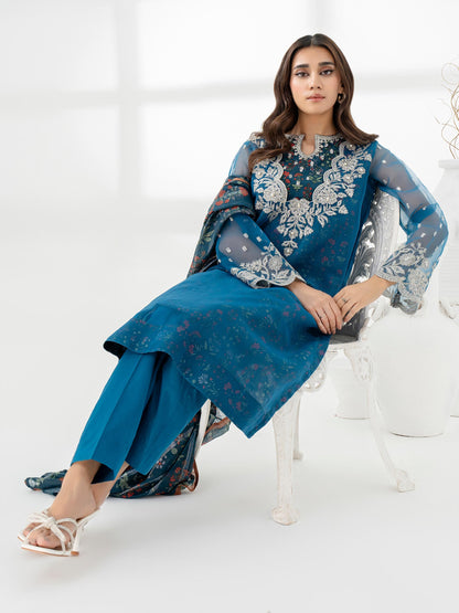 3 Piece Organza Suit-Embroidered (Pret)