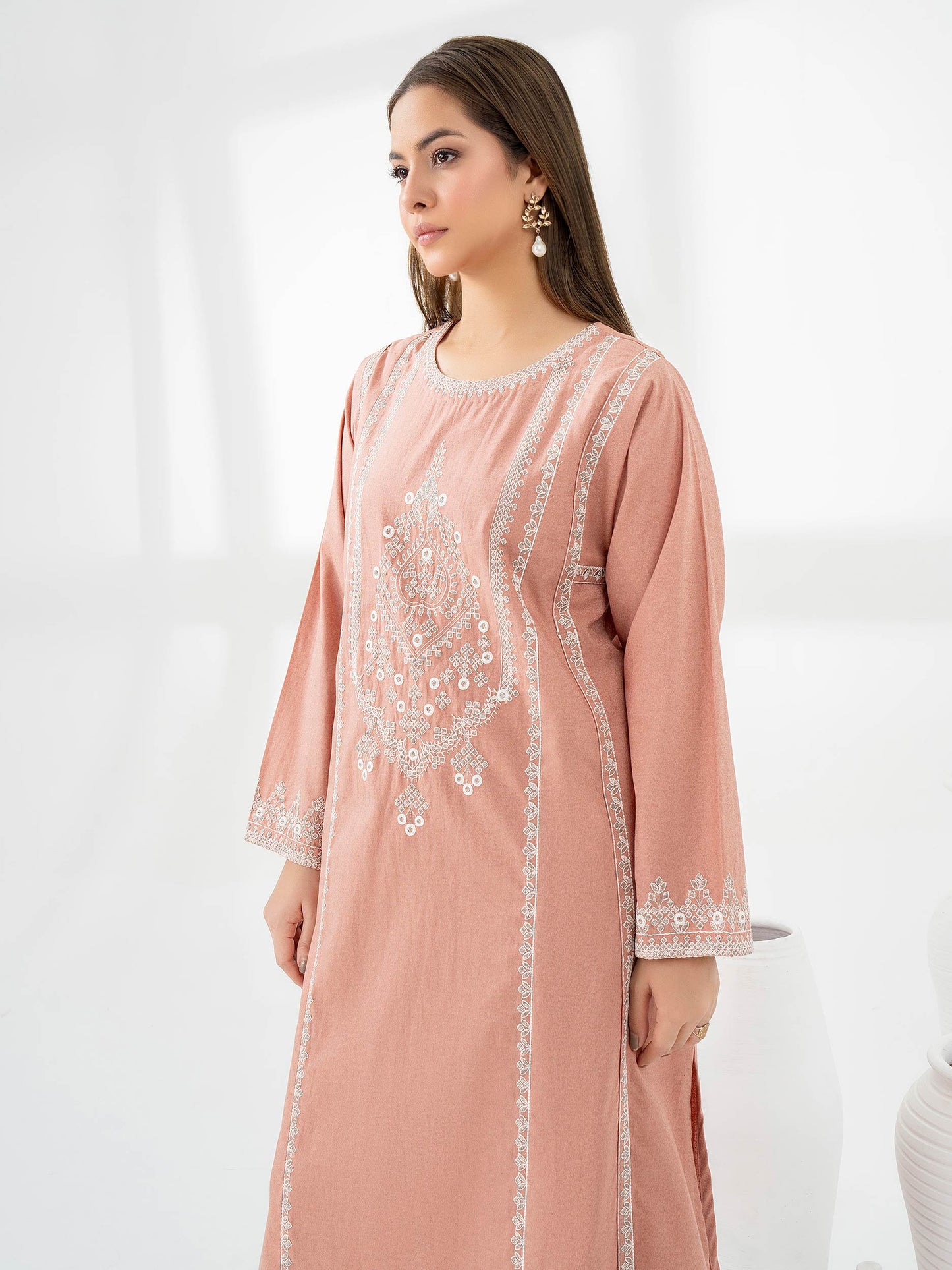 2 Piece Karandi Suit-Embroidered (Pret)