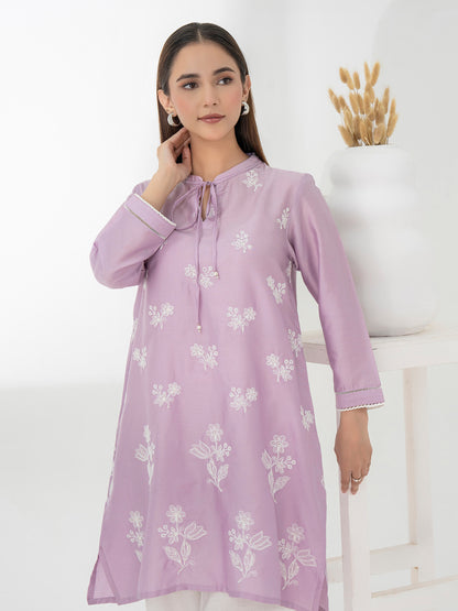 Satin Shirt-Embroidered (Pret)