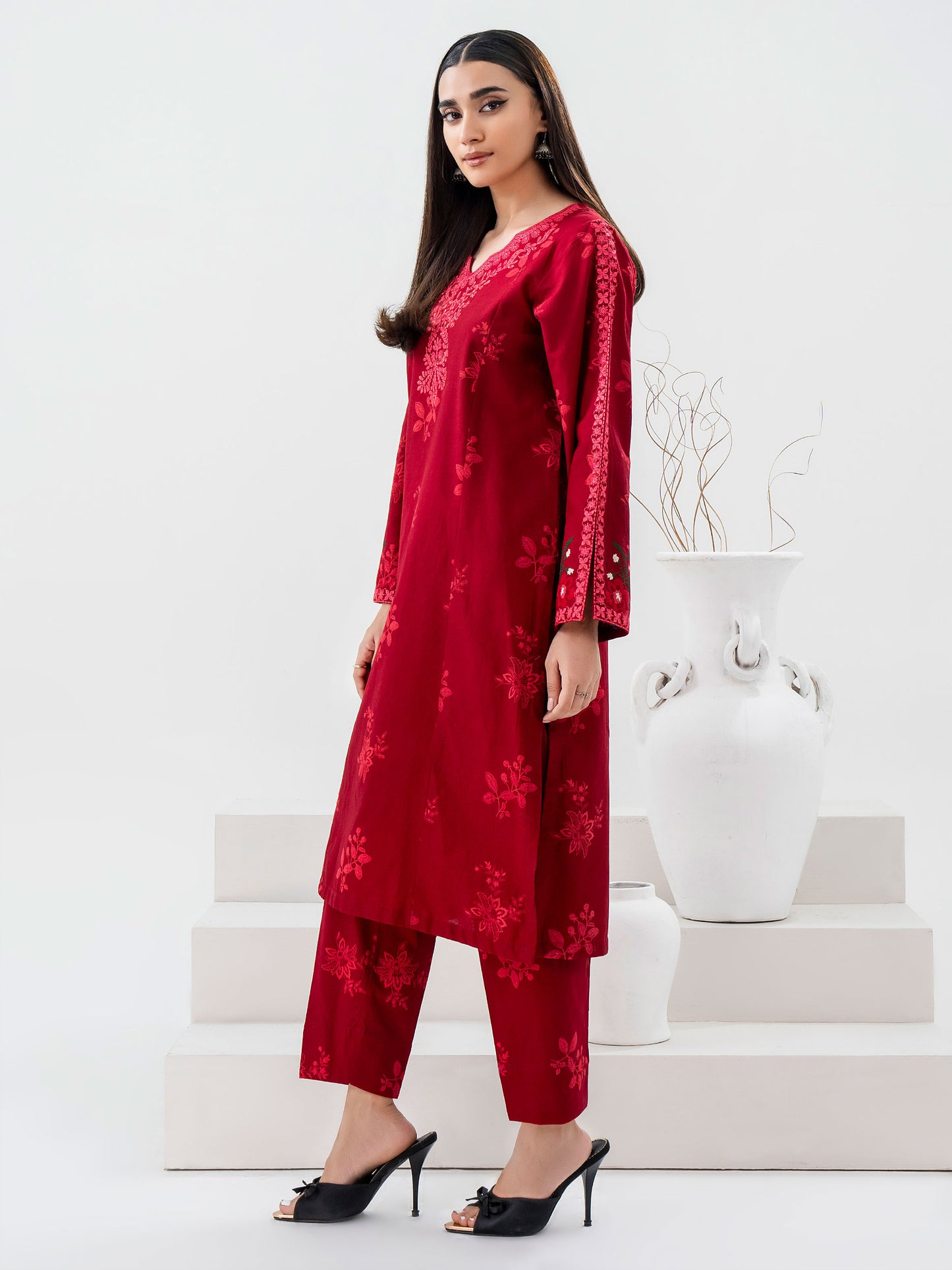 2 Piece Winter Cotton Suit-Embroidered (Pret)