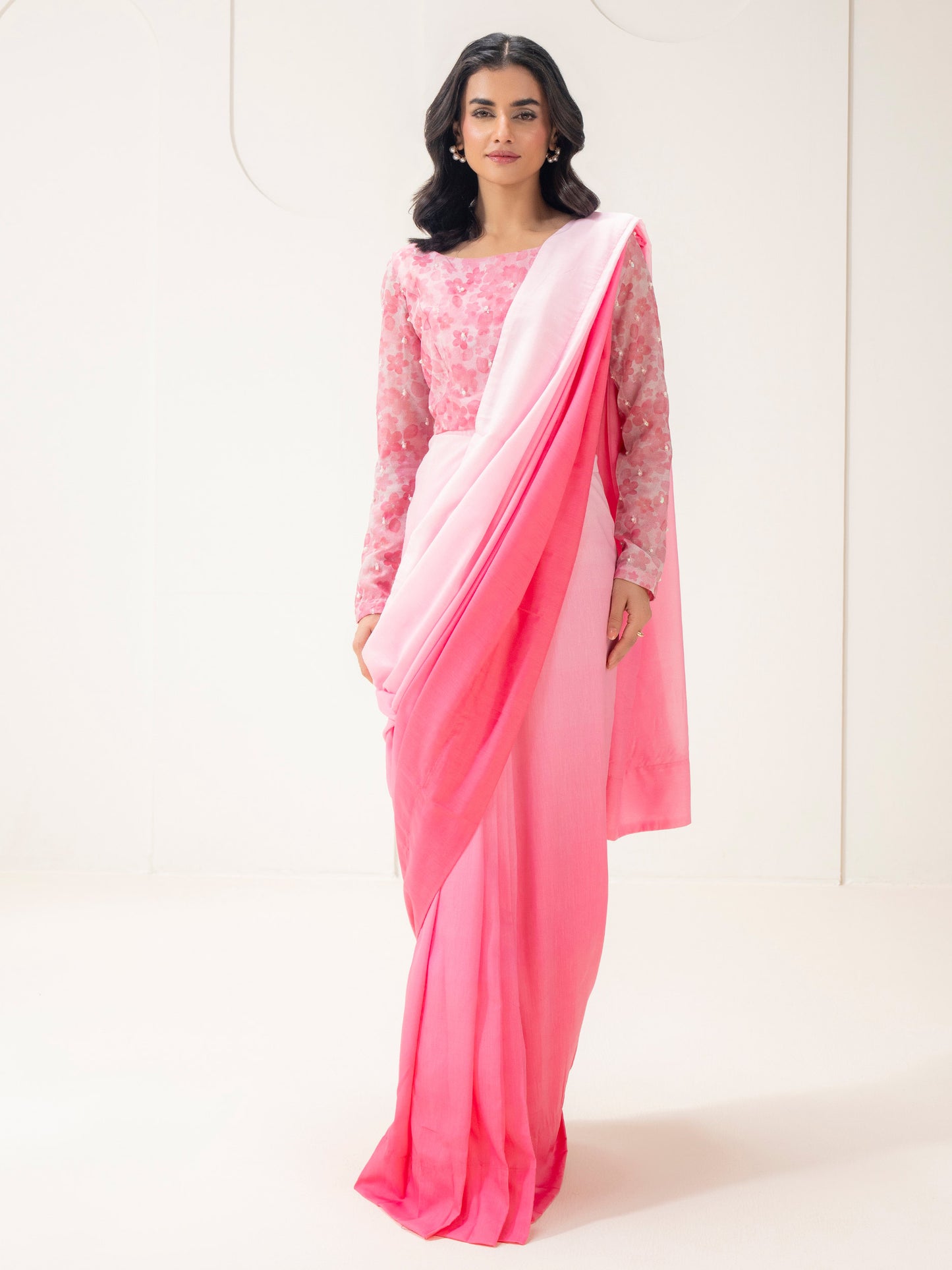 2 Piece Voile Saree-Embroidered (Pret)