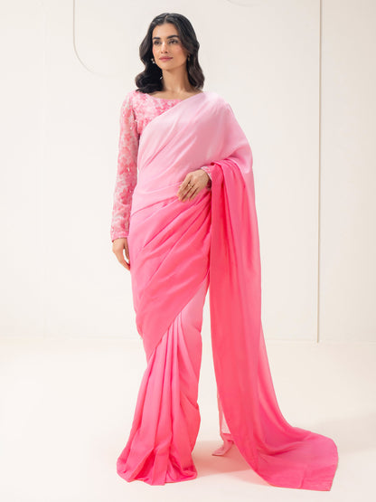 2 Piece Voile Saree-Embroidered (Pret)