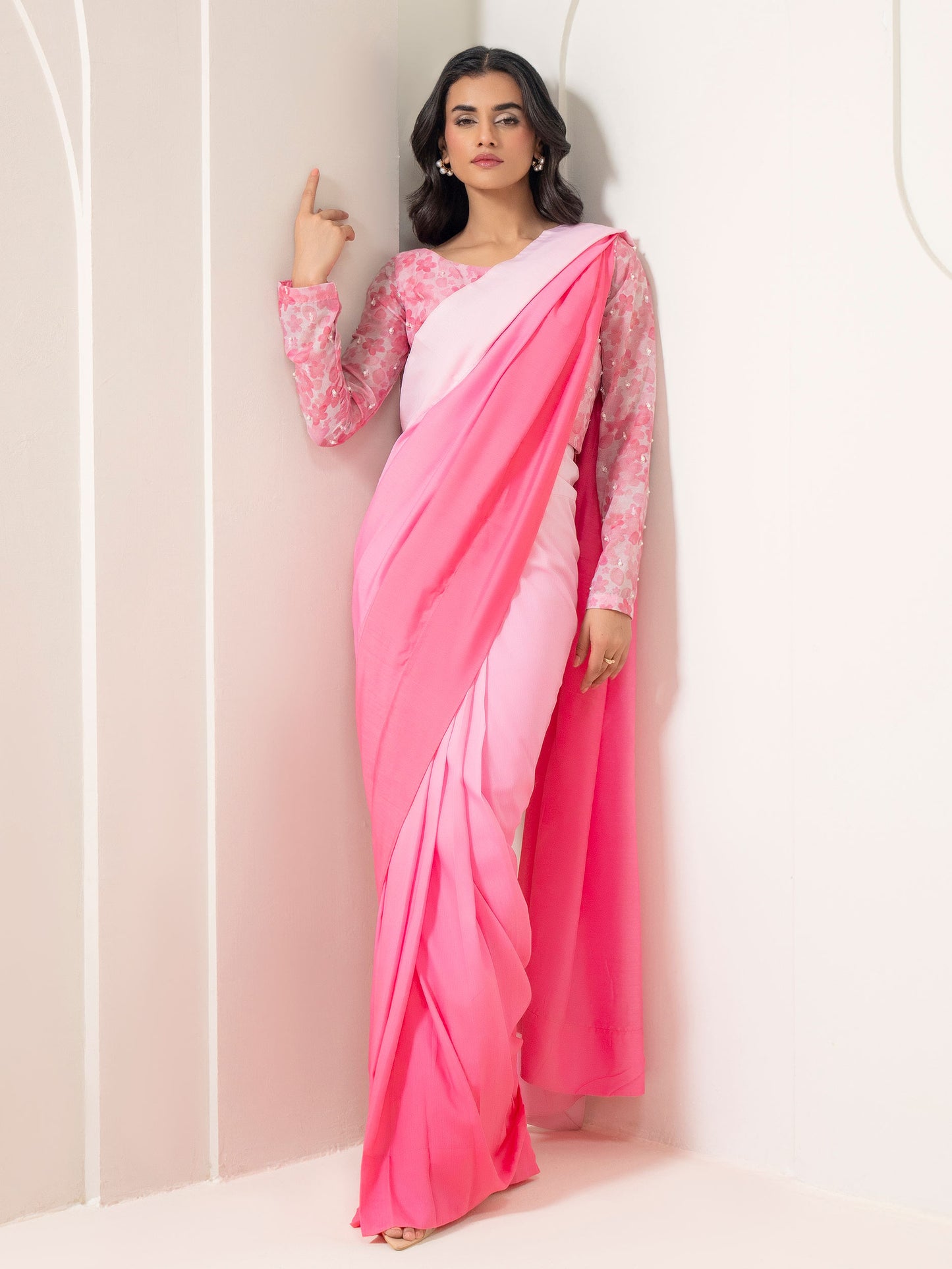 2 Piece Voile Saree-Embroidered (Pret)