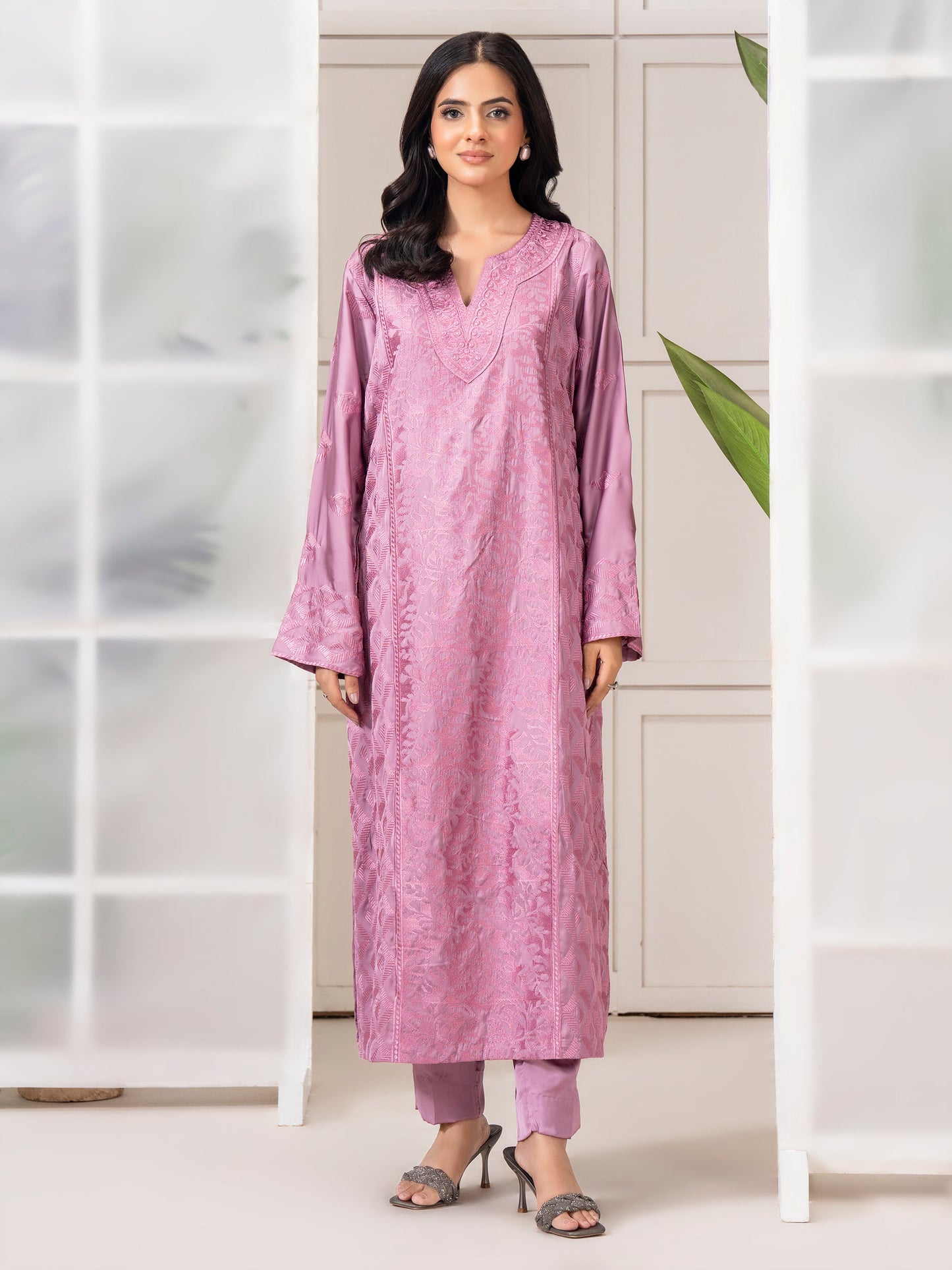 2 Piece Silk Suit-Embroidered (Pret)
