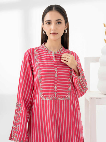 2 Piece Yarn Dyed Suit-Embroidered (Pret)