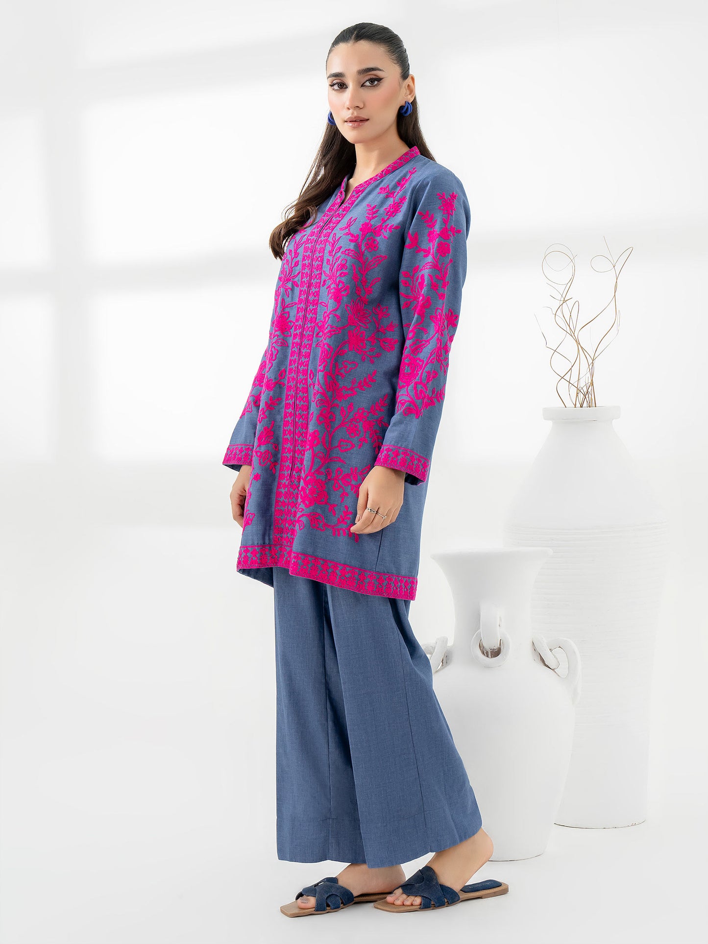 Yarn Dyed Co-Ord Set-Embroidered