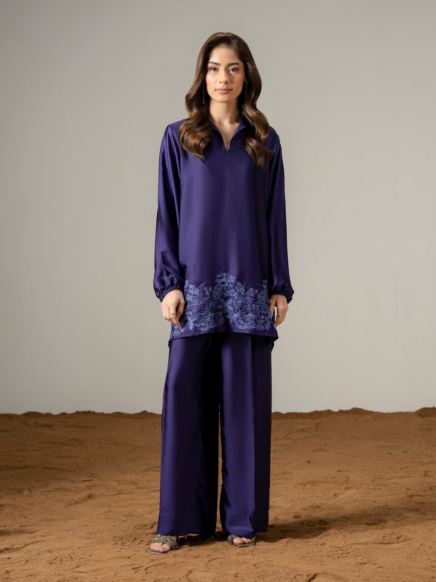 Silk Co ord Set-Embroidered