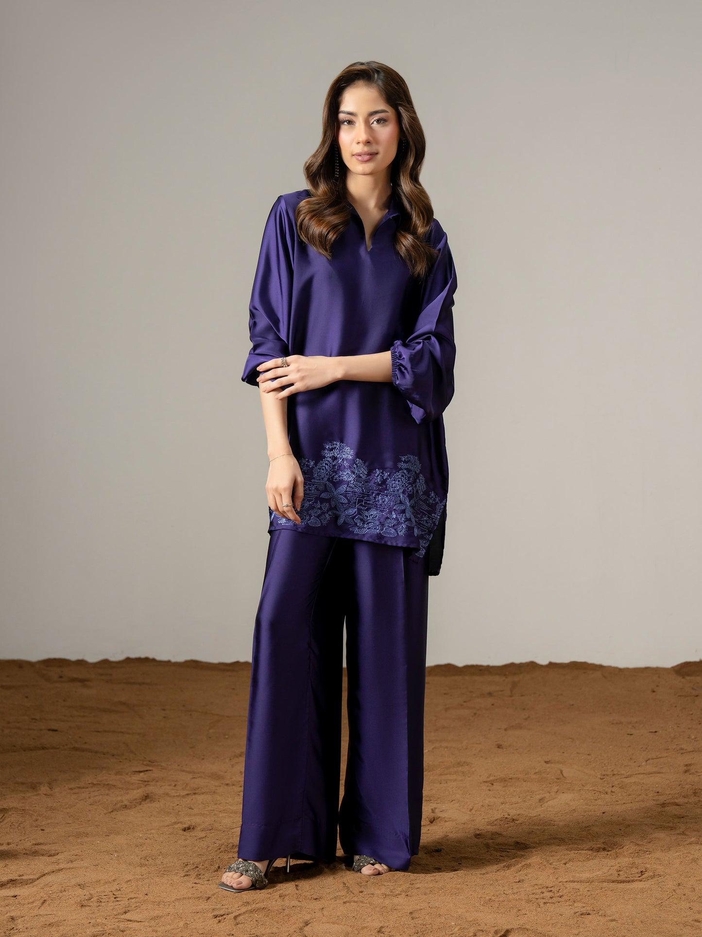 Silk Co ord Set-Embroidered