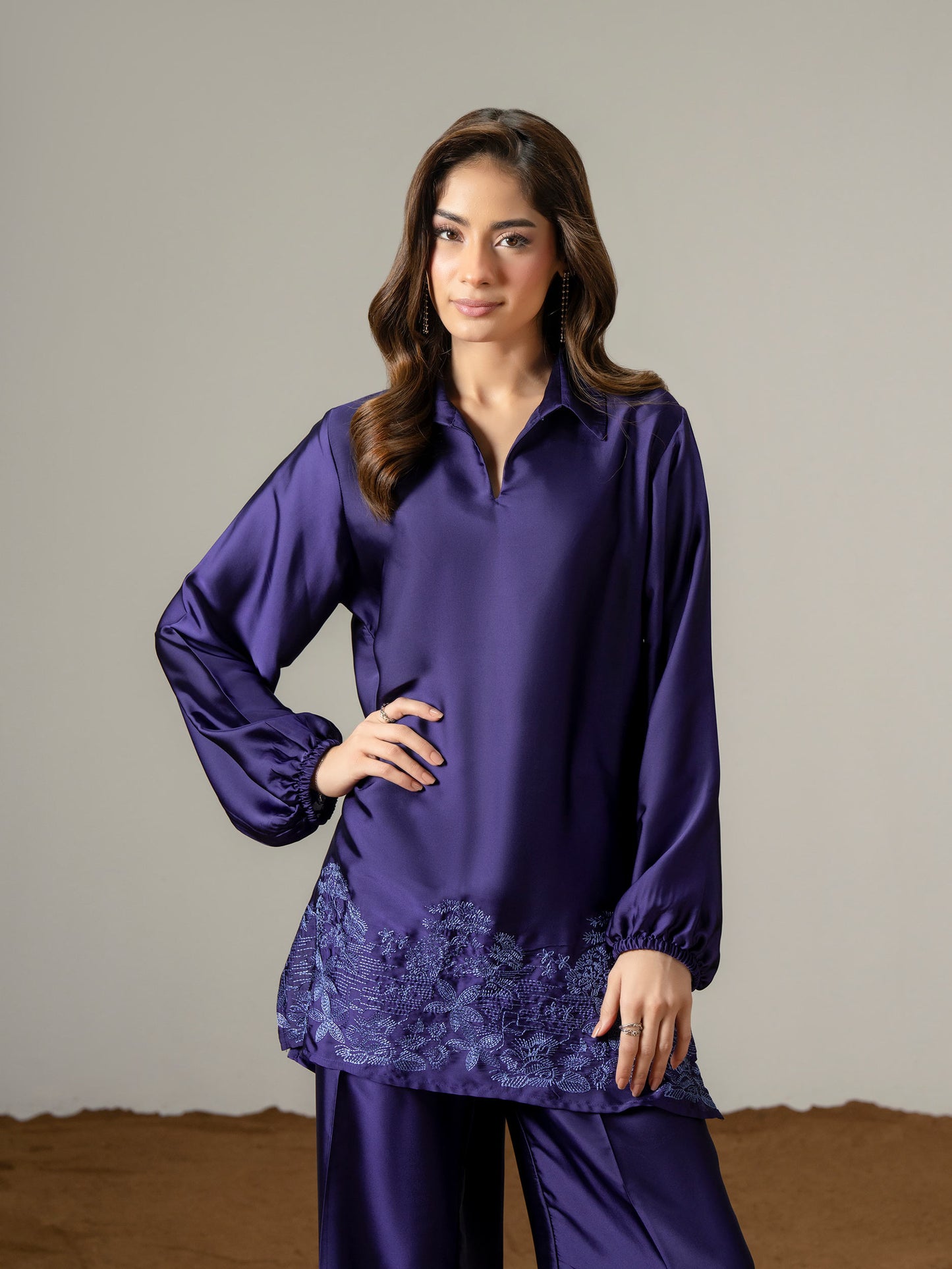 Silk Co ord Set-Embroidered