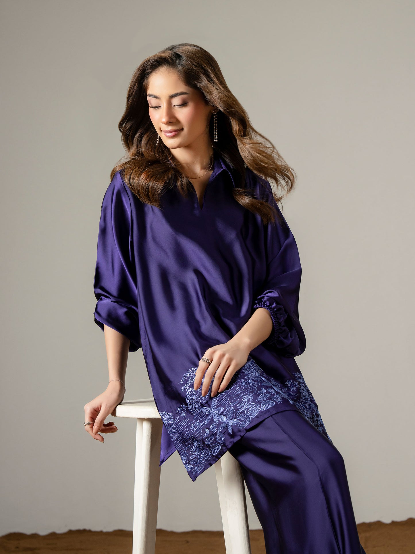 Silk Co ord Set-Embroidered