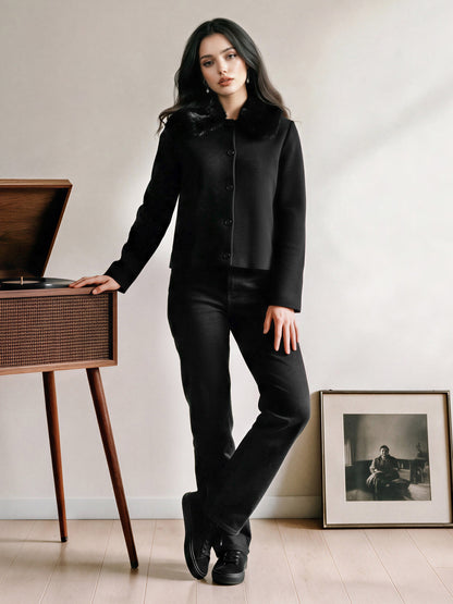 Fur Collar Cardigan