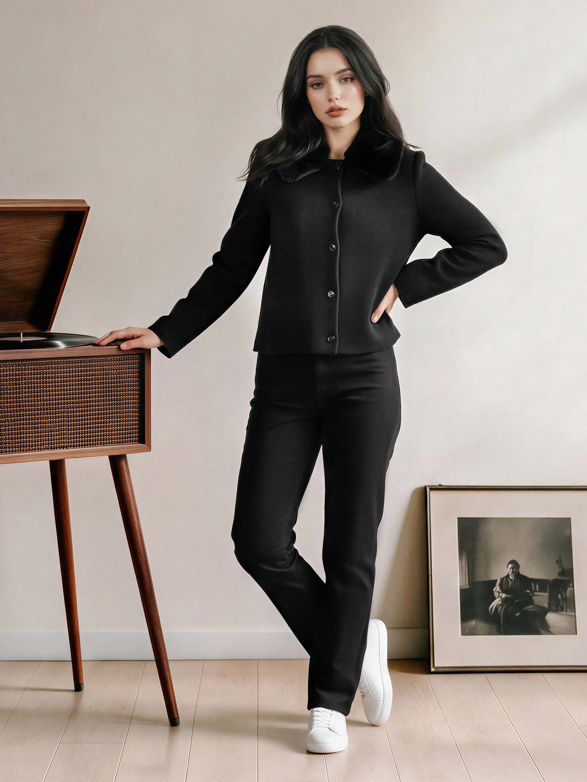 Fur Collar Cardigan