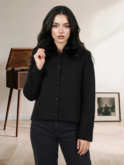 Fur Collar Cardigan