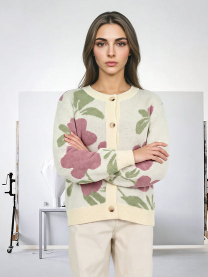 Woolen Jacquard Cardigan