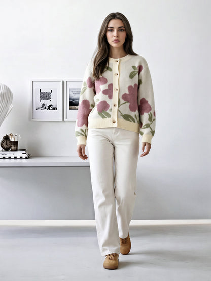 Woolen Jacquard Cardigan