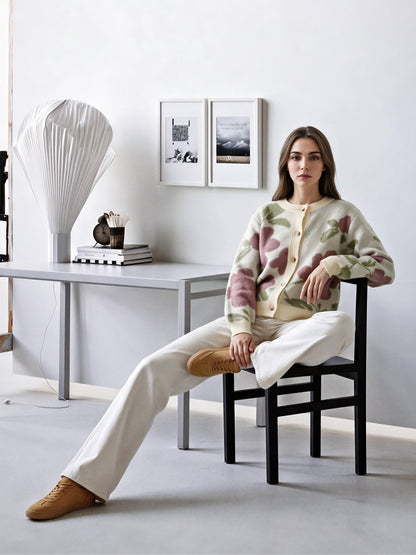 Woolen Jacquard Cardigan