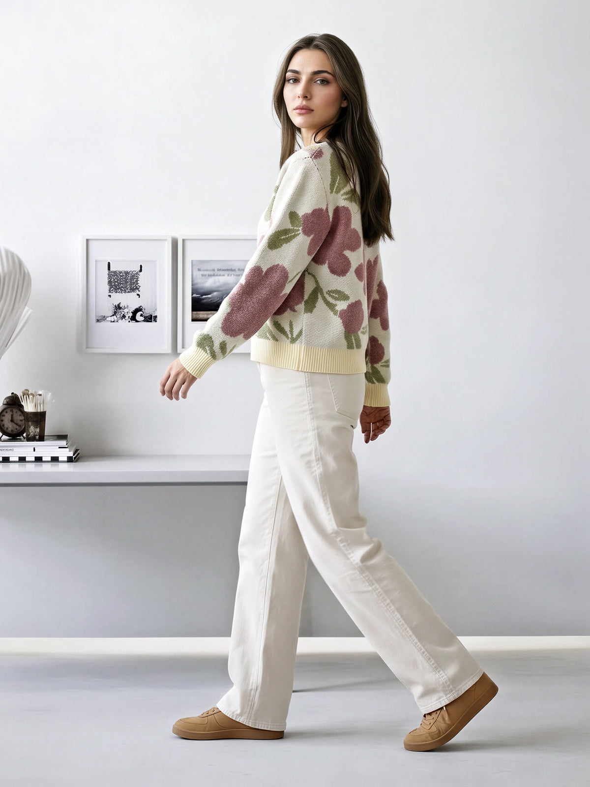 Woolen Jacquard Cardigan
