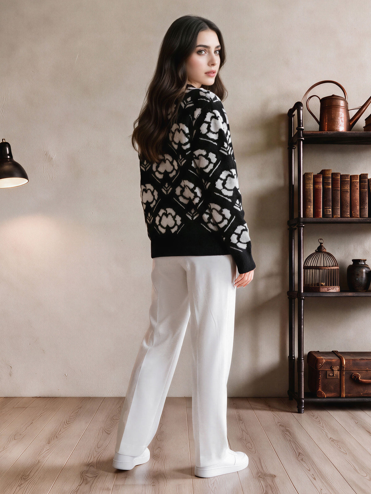 Woolen Jacquard Cardigan