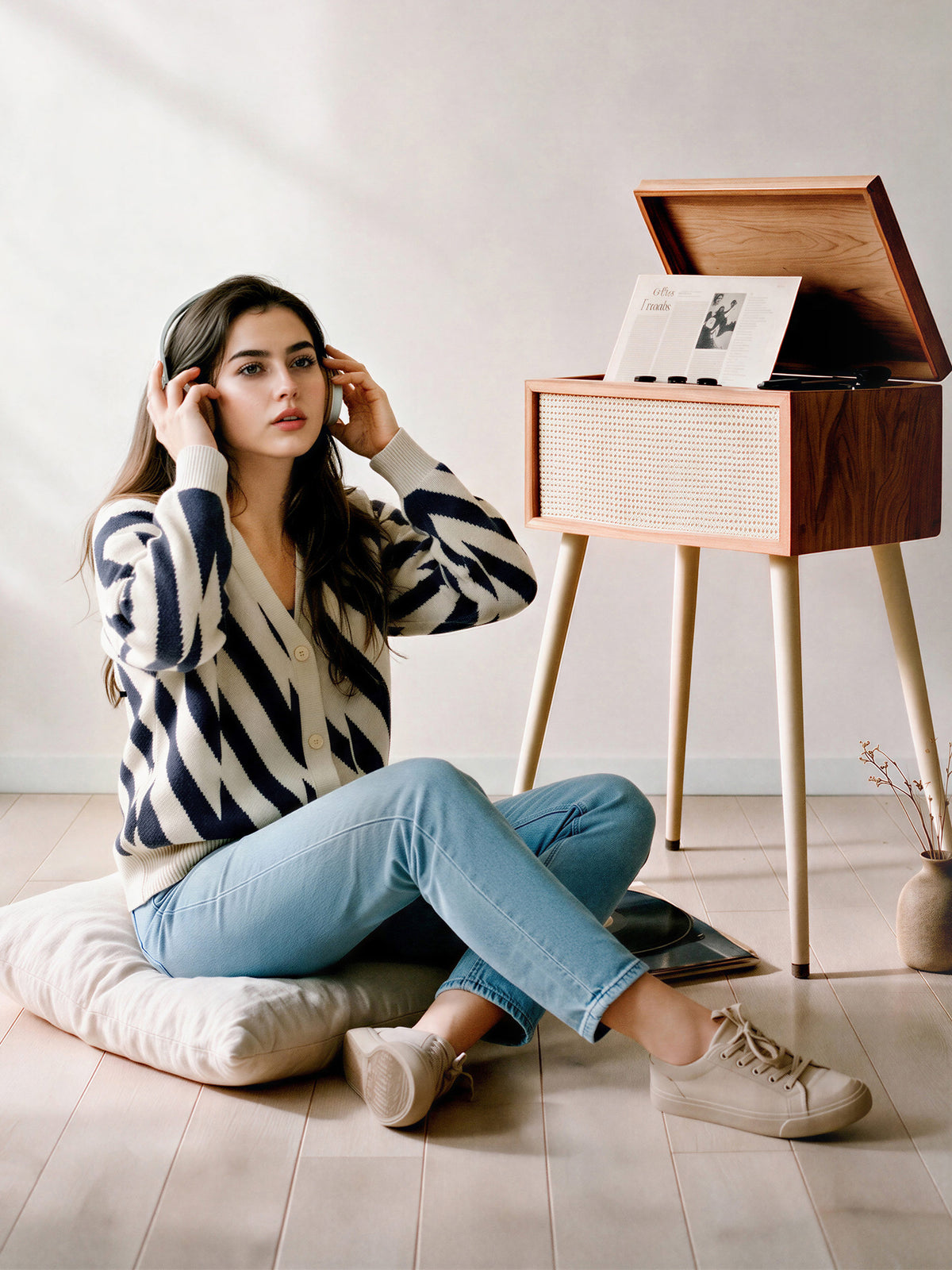 Abstract Stripe Cardigan
