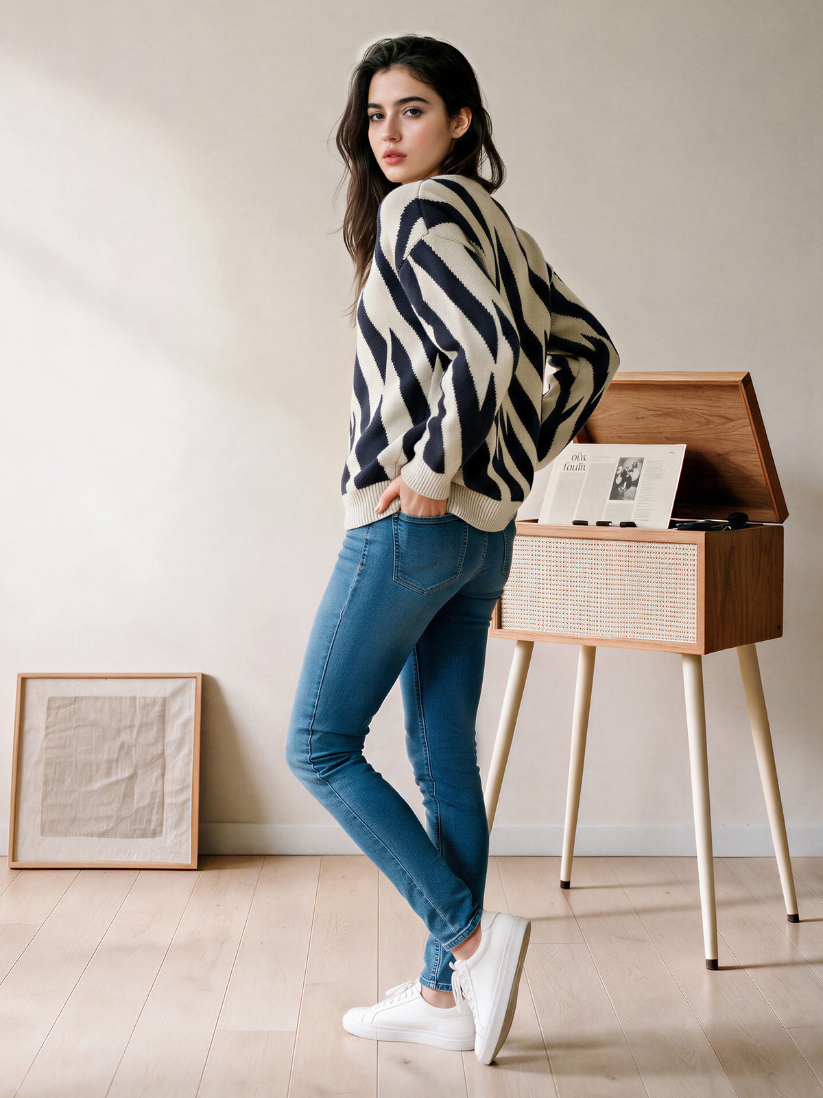 Abstract Stripe Cardigan