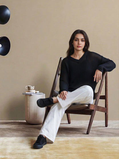 V-Neck Knit Sweater