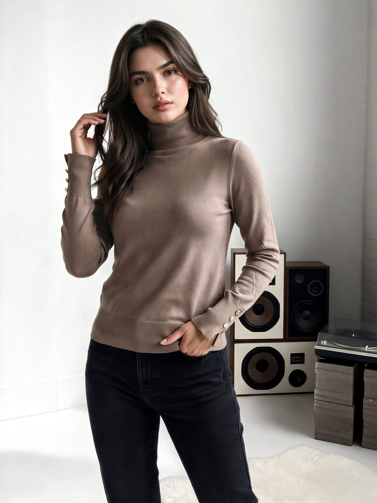 High-Neck Woolen Sweater