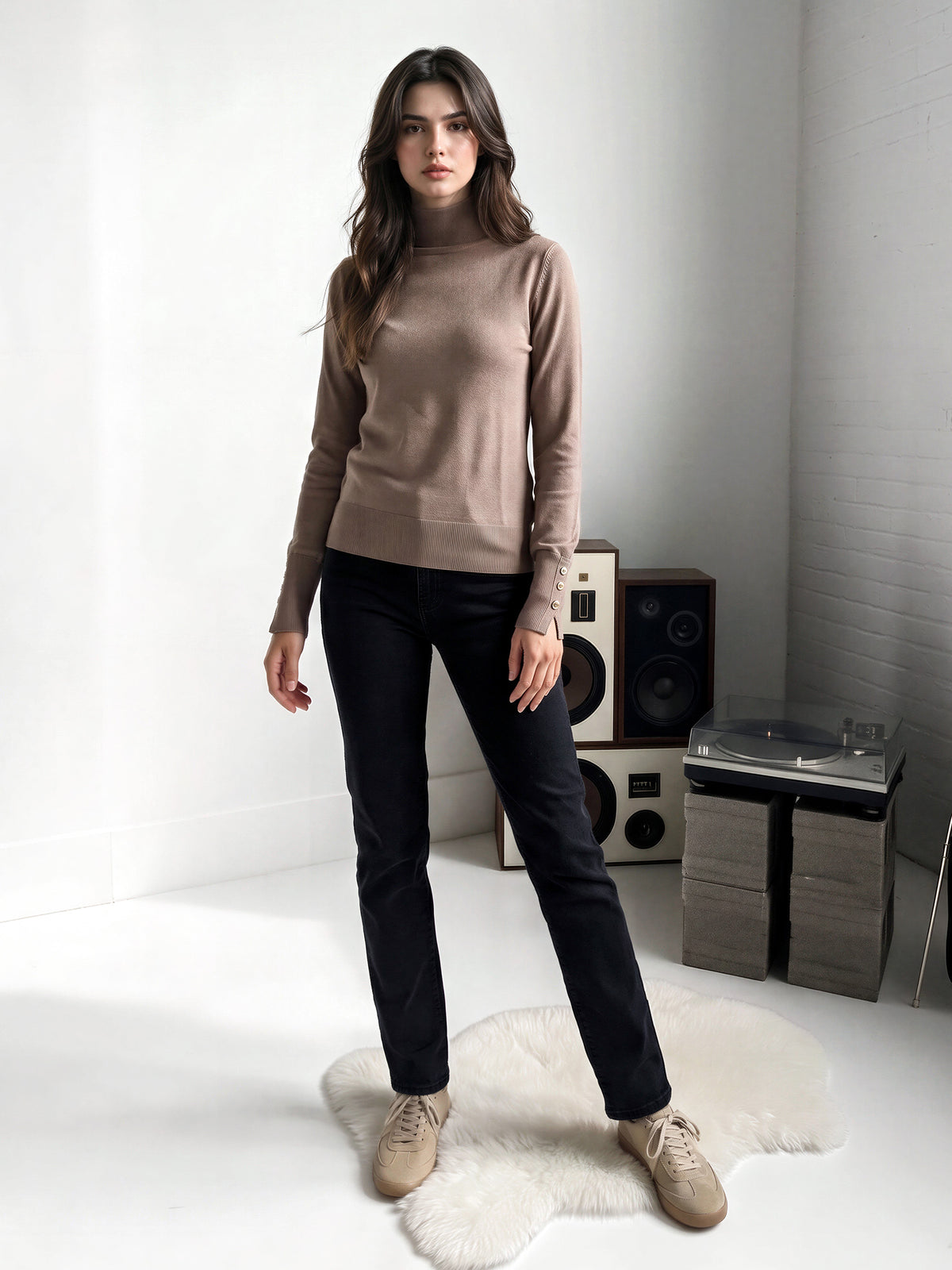 High-Neck Woolen Sweater