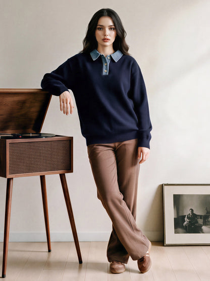 Denim Collar Sweater