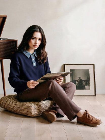 Denim Collar Sweater