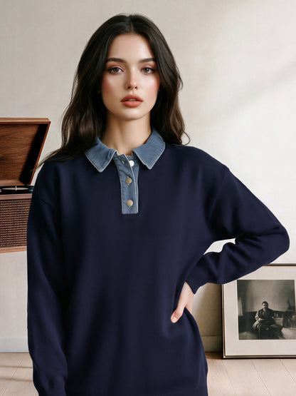 Denim Collar Sweater