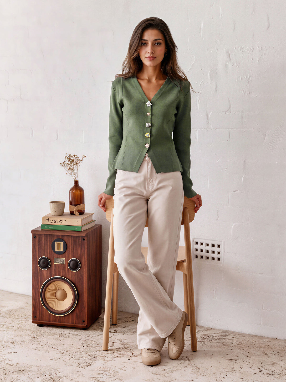 Fitted Button Cardigan