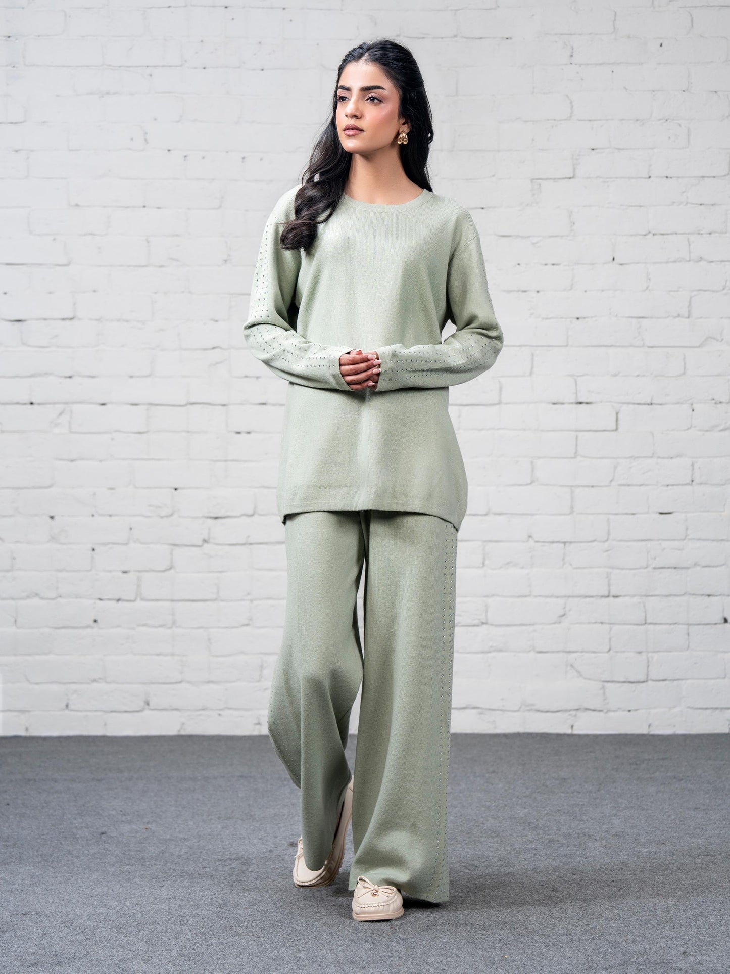 Knitted Co-ord Set- Embellished