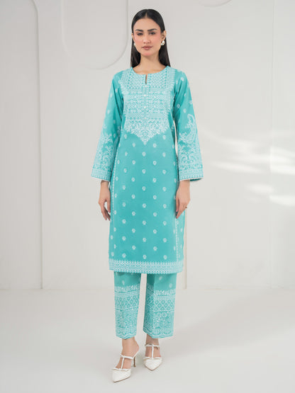 2 Piece Cambric Suit-Paste Print (Pret)